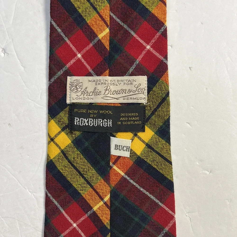 Vintage Archie Brown & Son Roxburgh Dress Tartan Wool Necktie Tie 55